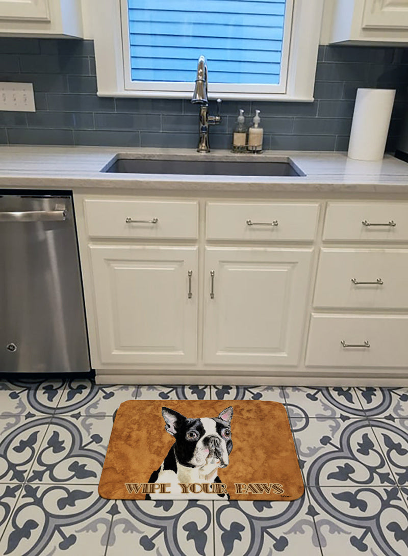 Boston Terrier Wipe your Paws Machine Washable Memory Foam Mat SC9140RUG