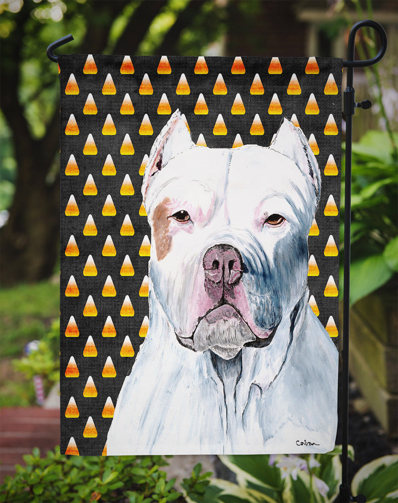 Pit Bull Candy Corn Halloween Portrait Flag Garden Size