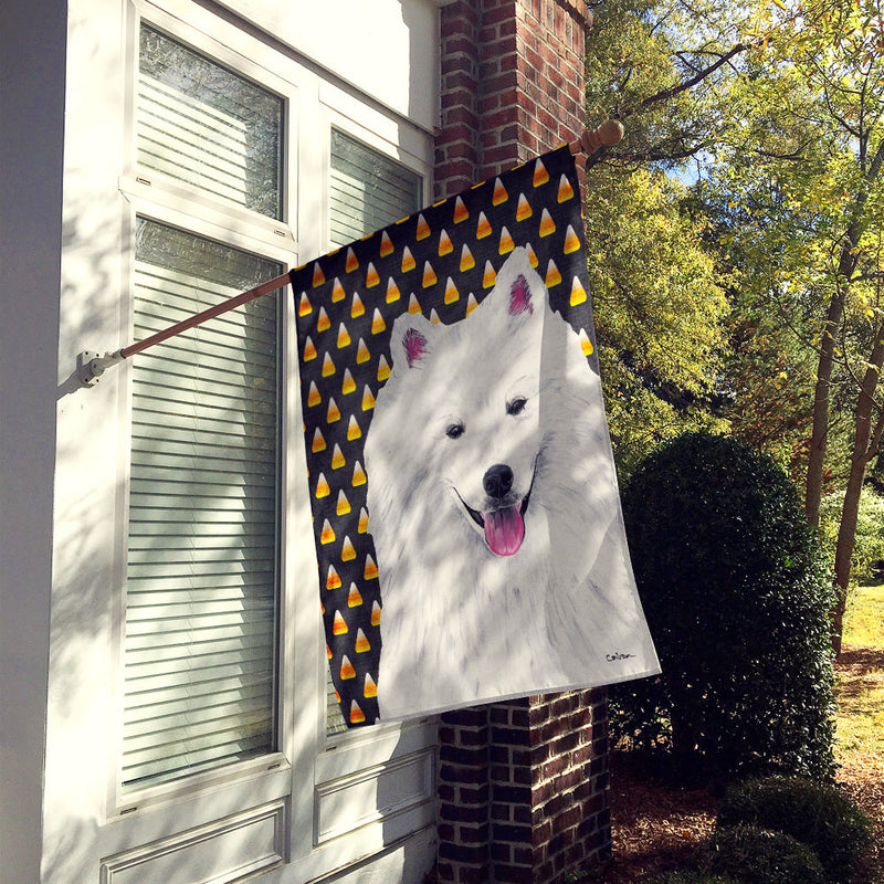 American Eskimo Candy Corn Halloween Portrait Flag Canvas House Size