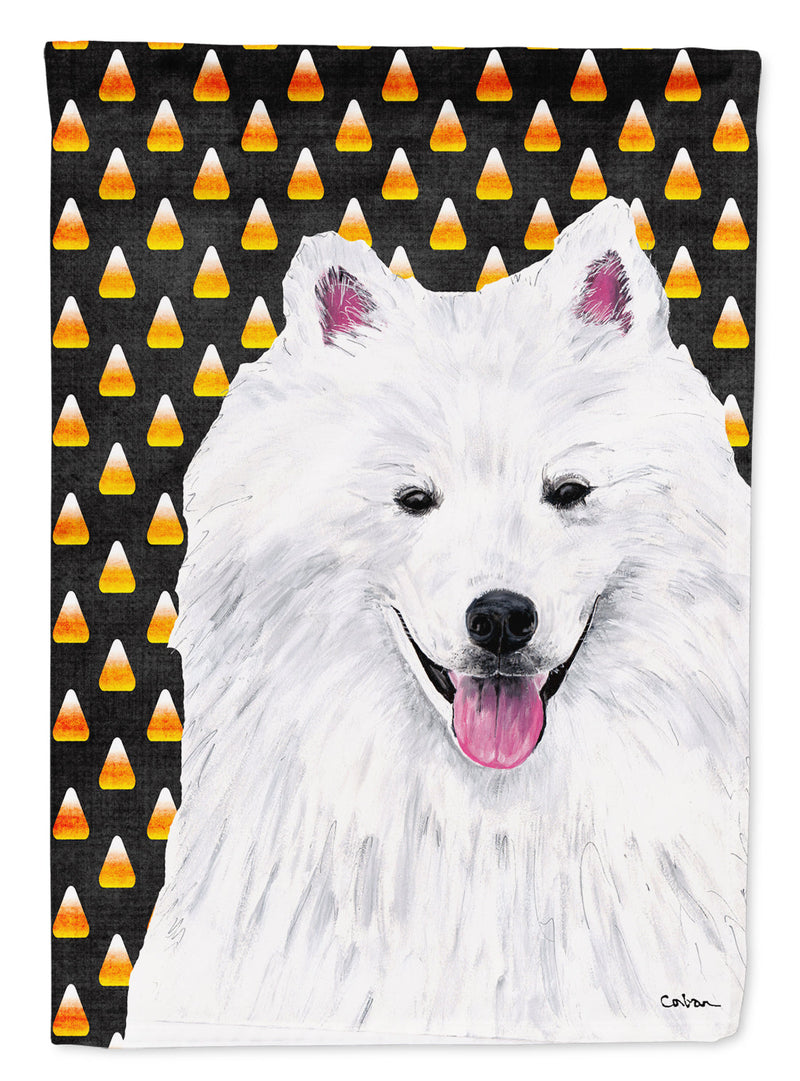 American Eskimo Candy Corn Halloween Portrait Flag Canvas House Size