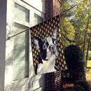 Boston Terrier Candy Corn Halloween Portrait House Flag 28x40 Porch Sleeve Pole Decorative Outside Yard Banner Artwork Wall Hanging, Polyester