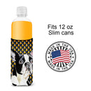 Boston Terrier Candy Corn Halloween Portrait Slim Can Hugger – Fun & Functional Drink Coolers SC9171MUK