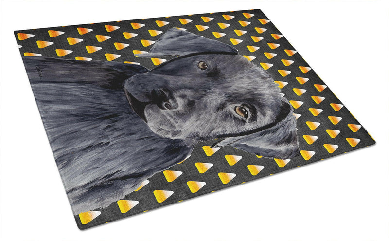 Labrador Candy Corn Halloween Portrait Glass Cutting Board Large