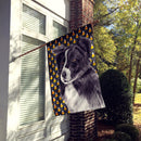 Border Collie Candy Corn Halloween Portrait House Flag 28x40 Porch Sleeve Pole Decorative Outside Yard Banner Artwork Wall Hanging, Polyester