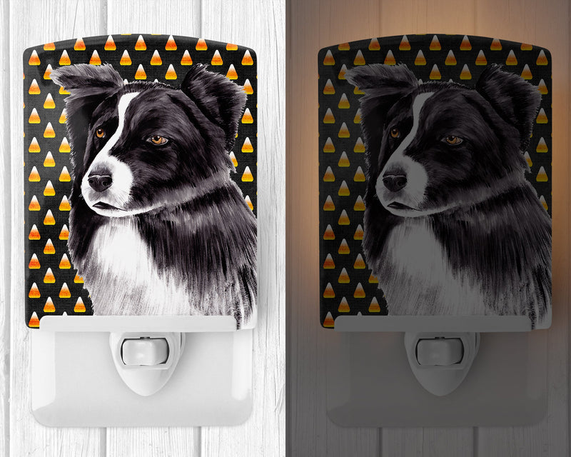 Border Collie Candy Corn Halloween Portrait Ceramic Night Light SC9177CNL