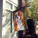 Cavalier Spaniel Blenheim Candy Corn Halloween Portrait House Flag 28x40 Porch Sleeve Pole Decorative Outside Yard Banner Artwork Wall Hanging, Polyester