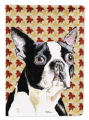 Boston Terrier Fall Leaves Portrait Flag Canvas House Size