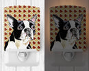Boston Terrier Fall Leaves Portrait Ceramic Night Light SC9200CNL