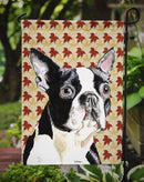 Boston Terrier Fall Leaves Portrait Garden Flag – Decorative Outdoor Yard Flag