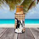 Boston Terrier Fall Leaves Portrait Slim Can Hugger – Fun & Functional Drink Coolers SC9200MUK