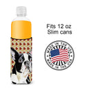 Boston Terrier Fall Leaves Portrait Slim Can Hugger – Fun & Functional Drink Coolers SC9200MUK