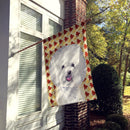 Bichon Frise Fall Leaves Portrait House Flag 28x40 Porch Sleeve Pole Decorative Outside Yard Banner Artwork Wall Hanging, Polyester