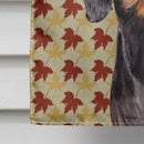 Dachshund Fall Leaves Portrait House Flag 28x40 Porch Sleeve Pole Decorative Outside Yard Banner Artwork Wall Hanging, Polyester