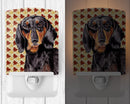 Dachshund Fall Leaves Portrait Ceramic Night Light Compact, UL-Certified, Ideal for Bedroom, Bathroom, Nursery, Hallway, Kitchen, 6x4x3, Multicolor