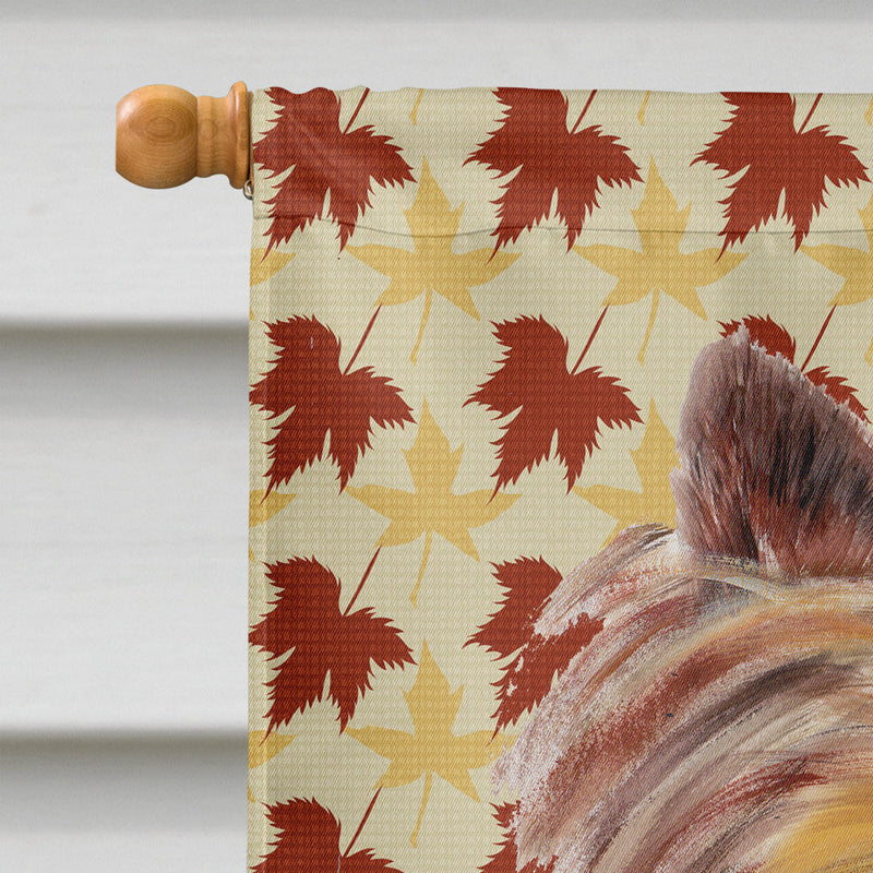 Yorkie Fall Leaves Portrait Flag Canvas House Size