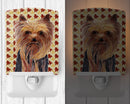 Yorkie Fall Leaves Portrait Ceramic Night Light Compact, UL-Certified, Ideal for Bedroom, Bathroom, Nursery, Hallway, Kitchen, 6x4x3, Multicolor