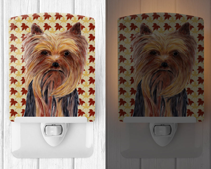 Yorkie Fall Leaves Portrait Ceramic Night Light SC9205CNL