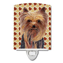 Yorkie Fall Leaves Portrait Ceramic Night Light Compact, UL-Certified, Ideal for Bedroom, Bathroom, Nursery, Hallway, Kitchen, 6x4x3, Multicolor