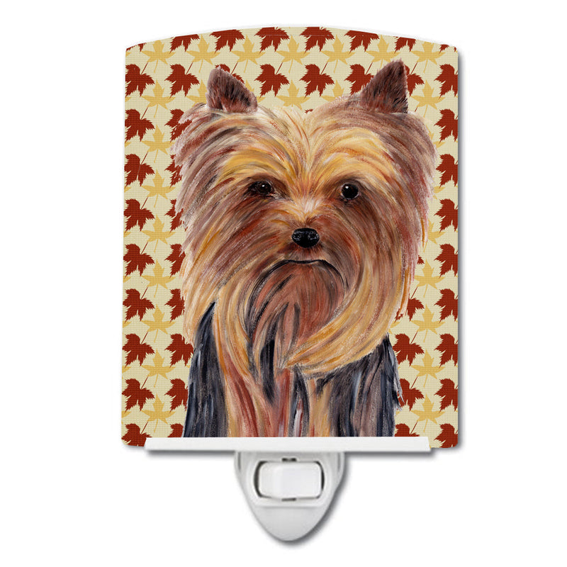 Yorkie Fall Leaves Portrait Ceramic Night Light SC9205CNL