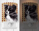 Border Collie Fall Leaves Portrait Ceramic Night Light SC9207CNL