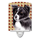 Border Collie Fall Leaves Portrait Ceramic Night Light SC9207CNL