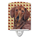 Dachshund Fall Leaves Portrait Ceramic Night Light Compact, UL-Certified, Ideal for Bedroom, Bathroom, Nursery, Hallway, Kitchen, 6x4x3, Multicolor