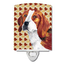 Beagle Fall Leaves Portrait Ceramic Night Light Compact, UL-Certified, Ideal for Bedroom, Bathroom, Nursery, Hallway, Kitchen, 6x4x3, Multicolor