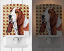 Basset Hound Fall Leaves Portrait Ceramic Night Light Compact, UL-Certified, Ideal for Bedroom, Bathroom, Nursery, Hallway, Kitchen, 6x4x3, Multicolor