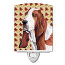 Basset Hound Fall Leaves Portrait Ceramic Night Light Compact, UL-Certified, Ideal for Bedroom, Bathroom, Nursery, Hallway, Kitchen, 6x4x3, Multicolor