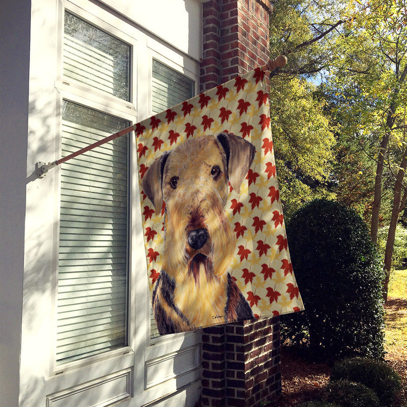 Airedale Fall Leaves Portrait Flag Canvas House Size