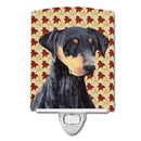 Doberman Fall Leaves Portrait Ceramic Night Light Compact, UL-Certified, Ideal for Bedroom, Bathroom, Nursery, Hallway, Kitchen, 6x4x3, Multicolor