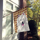 American Eskimo Fall Leaves Portrait Flag Canvas House Size