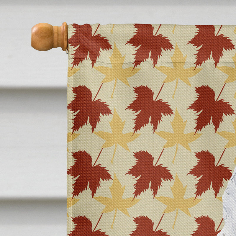 American Eskimo Fall Leaves Portrait Flag Canvas House Size