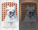 Pit Bull Fall Leaves Portrait Ceramic Night Light Compact, UL-Certified, Ideal for Bedroom, Bathroom, Nursery, Hallway, Kitchen, 6x4x3, Multicolor