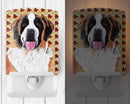 Saint Bernard Fall Leaves Portrait Ceramic Night Light Compact, UL-Certified, Ideal for Bedroom, Bathroom, Nursery, Hallway, Kitchen, 6x4x3, Multicolor