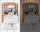 Shih Tzu Fall Leaves Portrait Ceramic Night Light Compact, UL-Certified, Ideal for Bedroom, Bathroom, Nursery, Hallway, Kitchen, 6x4x3, Multicolor