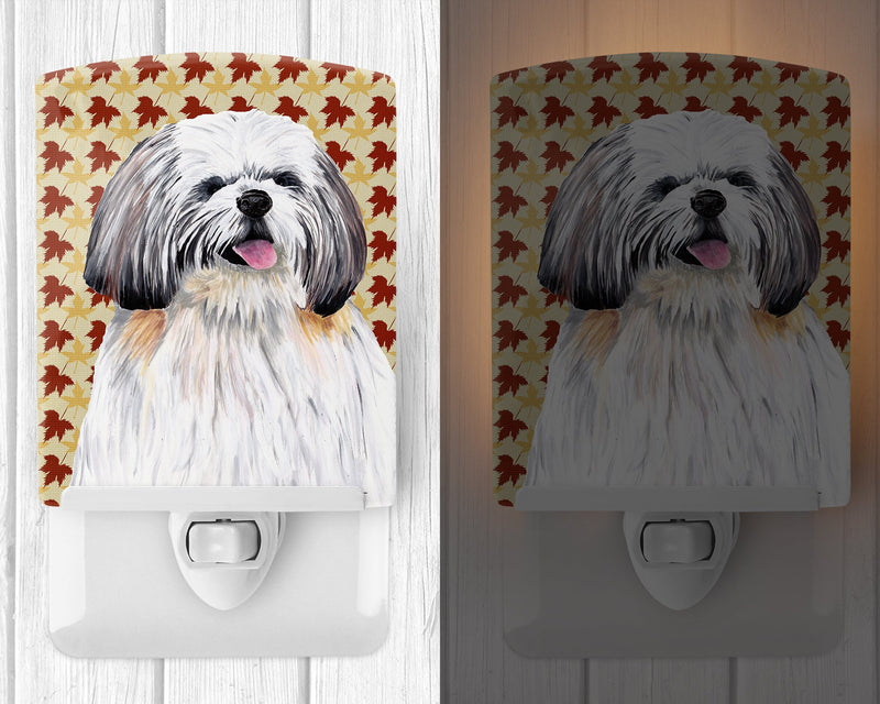 Shih Tzu Fall Leaves Portrait Ceramic Night Light SC9223CNL