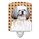 Shih Tzu Fall Leaves Portrait Ceramic Night Light Compact, UL-Certified, Ideal for Bedroom, Bathroom, Nursery, Hallway, Kitchen, 6x4x3, Multicolor