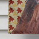 Labrador Chocolate Fall Leaves Portrait House Flag 28x40 Porch Sleeve Pole Decorative Outside Yard Banner Artwork Wall Hanging, Polyester