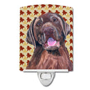 Labrador Chocolate Fall Leaves Portrait Ceramic Night Light Compact, UL-Certified, Ideal for Bedroom, Bathroom, Nursery, Hallway, Kitchen, 6x4x3, Multicolor