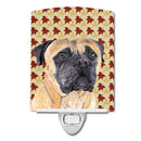 Mastiff Fall Leaves Portrait Ceramic Night Light Compact, UL-Certified, Ideal for Bedroom, Bathroom, Nursery, Hallway, Kitchen, 6x4x3, Multicolor