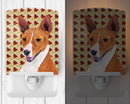Basenji Fall Leaves Portrait Ceramic Night Light Compact, UL-Certified, Ideal for Bedroom, Bathroom, Nursery, Hallway, Kitchen, 6x4x3, Multicolor