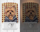Yorkie Fall Leaves Portrait Ceramic Night Light Compact, UL-Certified, Ideal for Bedroom, Bathroom, Nursery, Hallway, Kitchen, 6x4x3, Multicolor