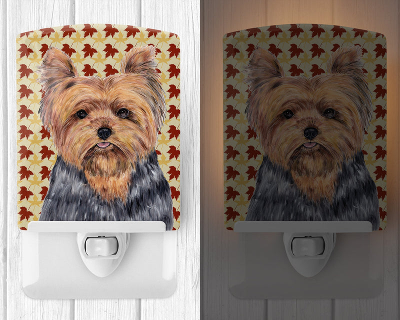 Yorkie Fall Leaves Portrait Ceramic Night Light SC9228CNL