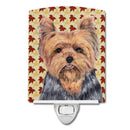 Yorkie Fall Leaves Portrait Ceramic Night Light Compact, UL-Certified, Ideal for Bedroom, Bathroom, Nursery, Hallway, Kitchen, 6x4x3, Multicolor