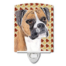 Boxer Fall Leaves Portrait Ceramic Night Light Compact, UL-Certified, Ideal for Bedroom, Bathroom, Nursery, Hallway, Kitchen, 6x4x3, Multicolor