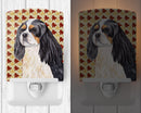 Cavalier Spaniel Fall Leaves Portrait Ceramic Night Light Compact, UL-Certified, Ideal for Bedroom, Bathroom, Nursery, Hallway, Kitchen, 6x4x3, Multicolor