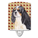 Cavalier Spaniel Fall Leaves Portrait Ceramic Night Light Compact, UL-Certified, Ideal for Bedroom, Bathroom, Nursery, Hallway, Kitchen, 6x4x3, Multicolor