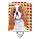 Cavalier Spaniel Fall Leaves Portrait Ceramic Night Light Compact, UL-Certified, Ideal for Bedroom, Bathroom, Nursery, Hallway, Kitchen, 6x4x3, Multicolor