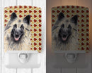 Belgian Tervuren Fall Leaves Portrait Ceramic Night Light Compact, UL-Certified, Ideal for Bedroom, Bathroom, Nursery, Hallway, Kitchen, 6x4x3, Multicolor